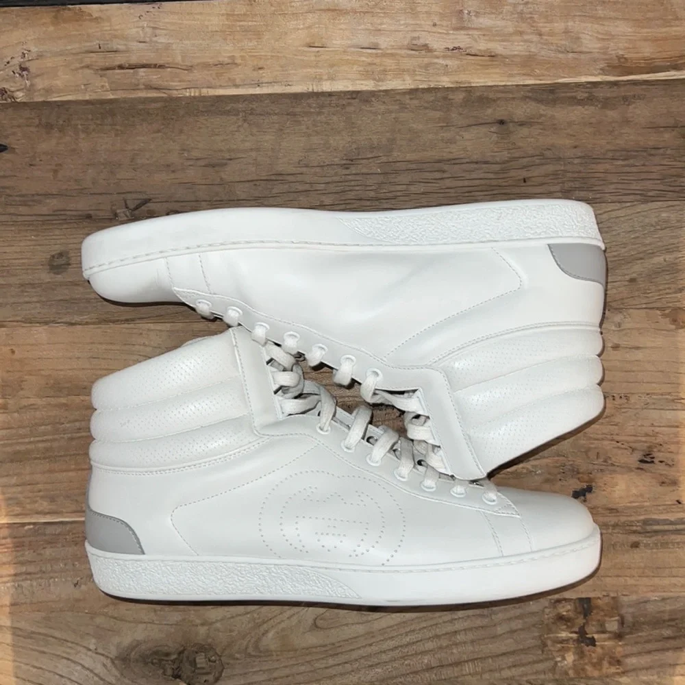 gucci ace stripe high top men’s sneakers PREOWNED EXCELLENT SIZE 7 M No BOX Gucci Black Leather Stripe Ace High Top Sneakers Size 41.5  main image 3